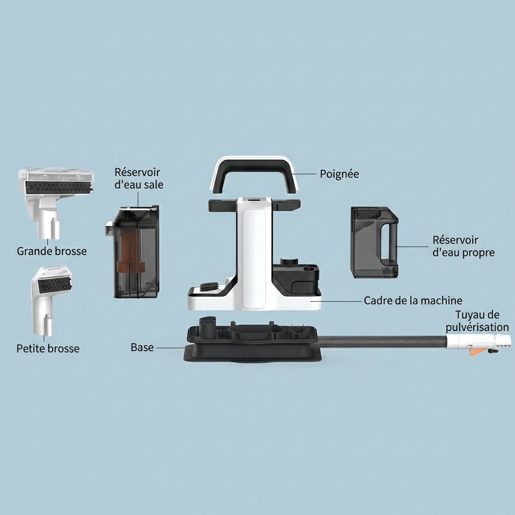 Nettoyeur de tapis portatif 750W – voiture, canapé & textiles