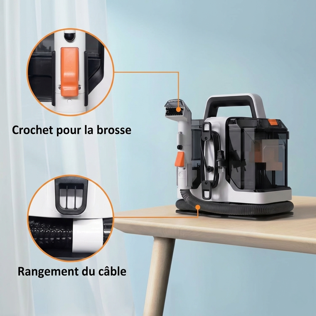 Nettoyeur de tapis portatif 750W – voiture, canapé & textiles